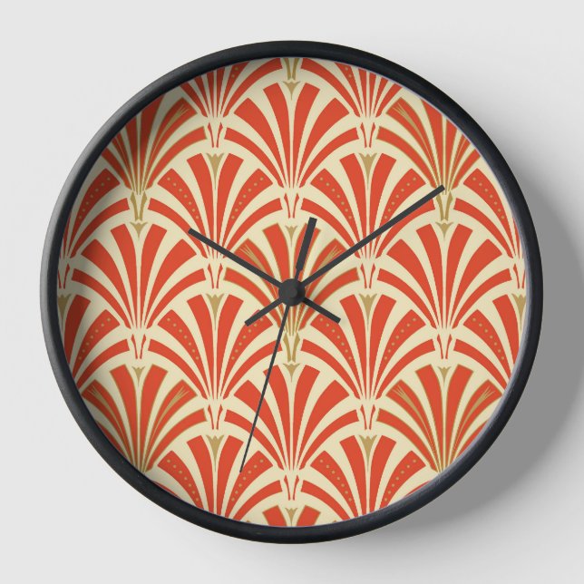 Art Deco fan pattern - mandarin orange Wall Clock (Front)