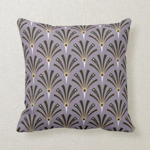 Art Deco Fan Pattern on Lavender 2 Throw Pillow