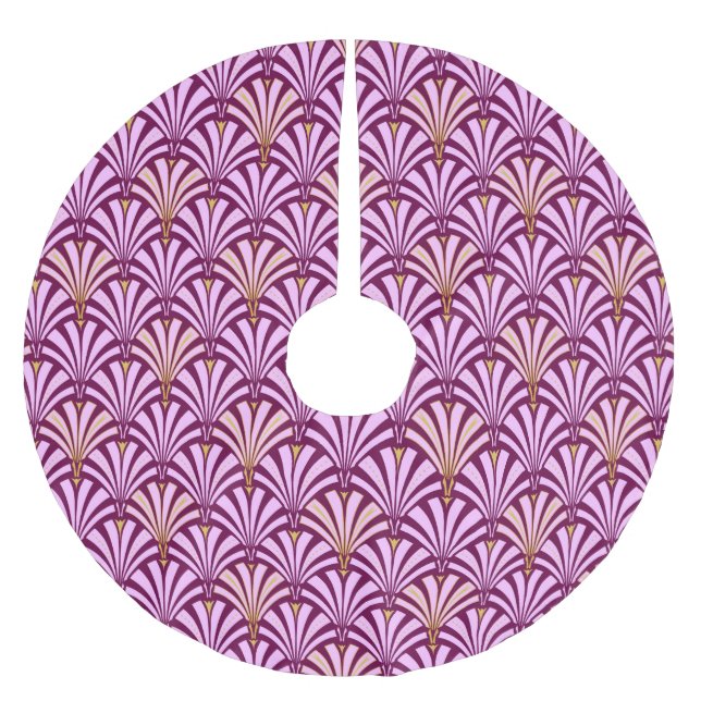 Art Deco fan pattern - orchid and purple Brushed Polyester Tree Skirt (Front)