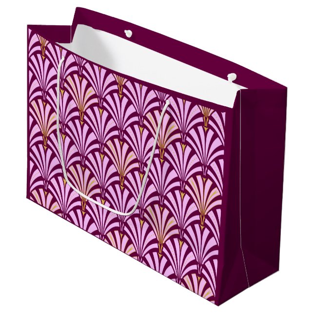 Art Deco fan pattern - orchid and purple Large Gift Bag (Front Angled)