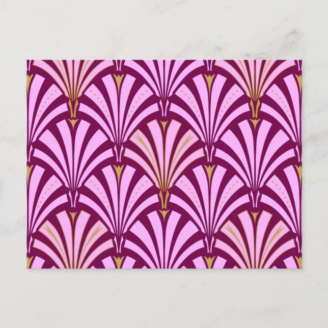Art Deco fan pattern - orchid and purple Postcard (Front)