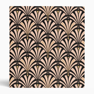 Art Deco fan pattern - peach on black Binder