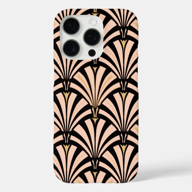 Art Deco fan pattern - peach on black Case-Mate iPhone Case (Back)