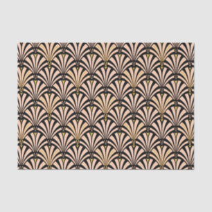 Art Deco fan pattern - peach on black Tissue Paper