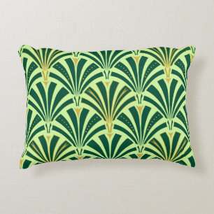 Art Deco fan pattern - pine and mint green Accent Pillow