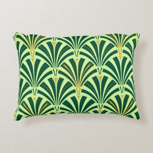 Art Deco fan pattern - pine and mint green Accent Pillow (Front)