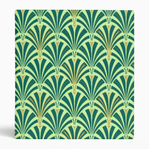 Art Deco fan pattern - pine and mint green Binder