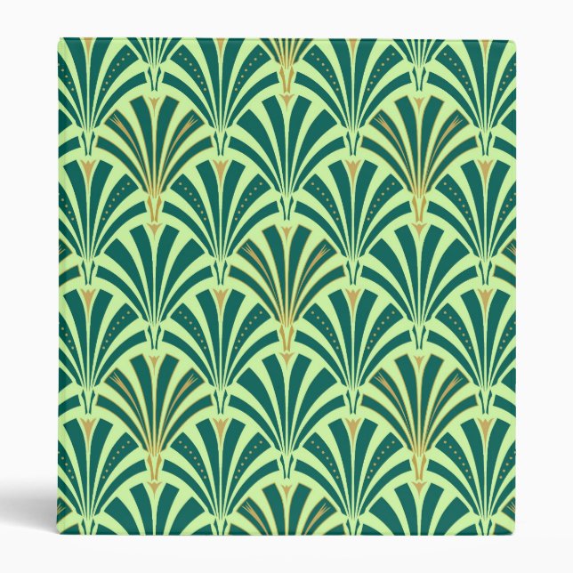Art Deco fan pattern - pine and mint green Binder (Front)