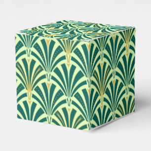 Art Deco fan pattern - pine and mint green Favor Box