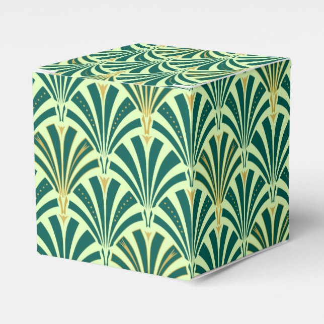 Art Deco fan pattern - pine and mint green Favor Box (Front Side)