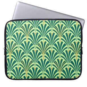 Art Deco fan pattern - pine and mint green Laptop Sleeve