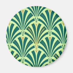 Art Deco fan pattern - pine and mint green Magnet