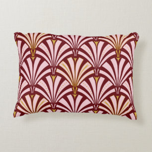 Art Deco fan pattern - pink and burgundy Decorative Pillow