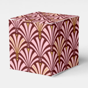 Art Deco fan pattern - pink and burgundy Favor Box