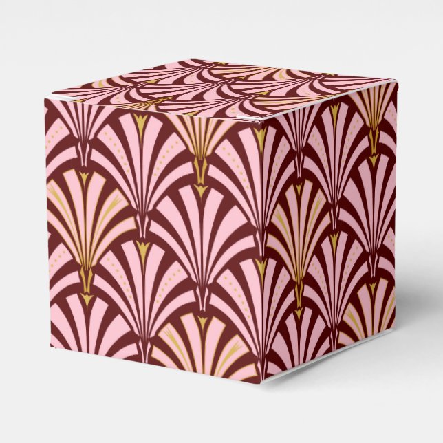 Art Deco fan pattern - pink and burgundy Favor Box (Front Side)