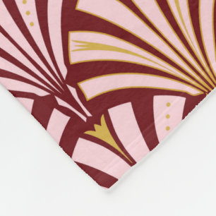Art Deco fan pattern - pink and burgundy Fleece Blanket
