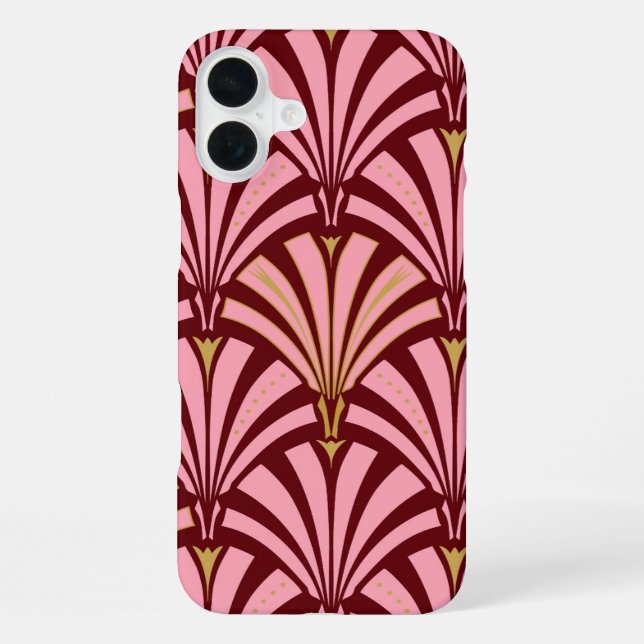 Art Deco fan pattern - pink and maroon iPhone Case (Back)