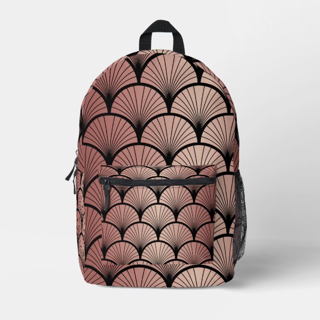 Art Deco Fan Pattern Printed Backpack (Front)