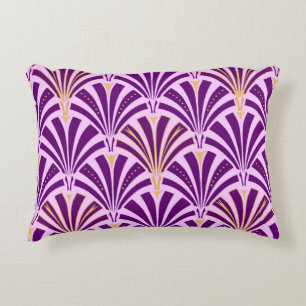 Art Deco fan pattern - purple and orchid Accent Pillow