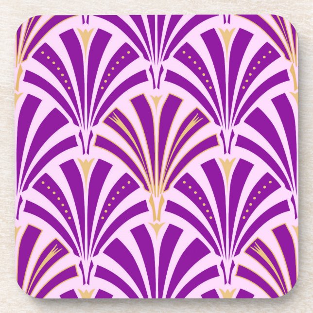 Art Deco fan pattern - purple and orchid Coaster (Front)