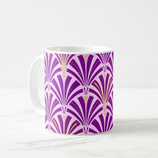 Art Deco fan pattern - purple and orchid Coffee Mug (Front Left)