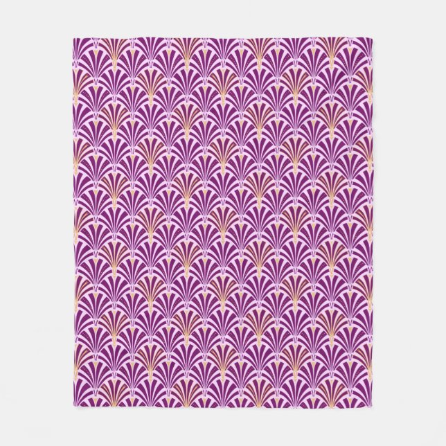 Art Deco fan pattern - purple and orchid Fleece Blanket (Front)