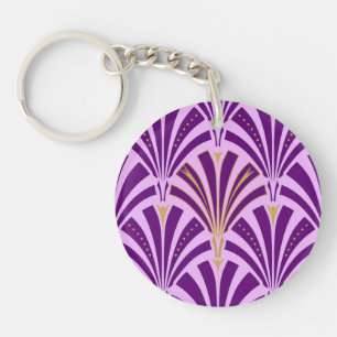 Art Deco fan pattern - purple and orchid Keychain