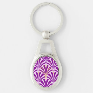 Art Deco fan pattern - purple and orchid Keychain