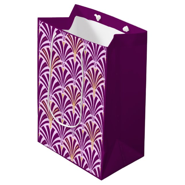 Art Deco fan pattern - purple and orchid Medium Gift Bag (Front Angled)