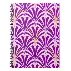 Art Deco fan pattern - purple and orchid Notebook