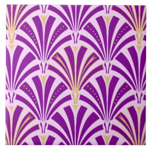 Art Deco fan pattern - purple and orchid Tile