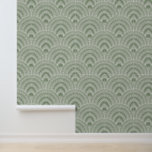 Art Deco Fan Pattern Sage Green Wallpaper<br><div class="desc">An elegant art deco fan pattern sage green, peel and stick wallpaper wall treatment, to modernize your bath, kitchen, or any room. Perfect when you live in a rental apartment that needs your personal style and touches of design to make things pop. Peel and stick wallpaper is one of the...</div>