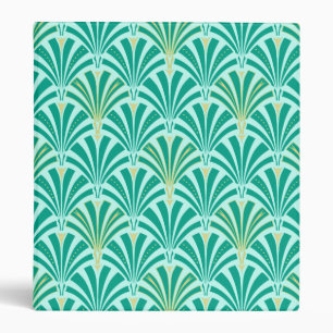 Art Deco fan pattern - turquoise on aqua Binder