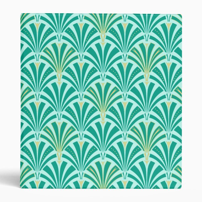Art Deco fan pattern - turquoise on aqua Binder (Front)