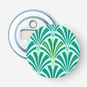Art Deco fan pattern - turquoise on aqua Bottle Opener