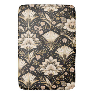 Art Deco Fan Style Floral Pattern Bath Mat