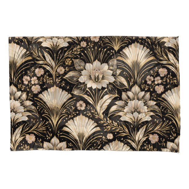 Art Deco Fan Style Floral Pattern Pillowcase (Front)
