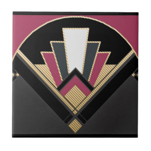 Art Deco Fan Style (Pink) Tile