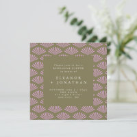Art Deco Fans in Olive and Lilac Rehearsal Dinner