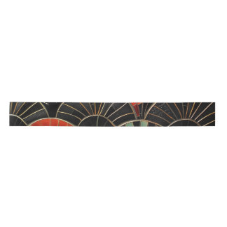 Art Deco Fans Orange and Black Halloween Satin Ribbon