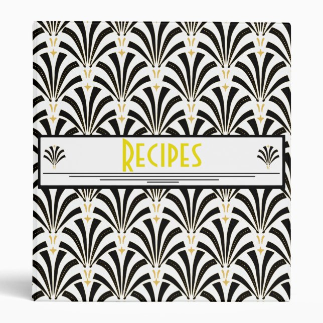 Art Deco Fans Pattern Custom Binder (Front)