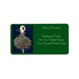 Art Deco Fashion Christmas Tree Retro Address Label