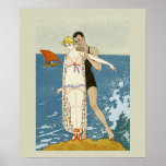 Art Deco Fashion Poster<br><div class="desc">Absolutely stunning vintage Art Deco poster showing a couple at the beach.  Just gorgeous for the bathroom.</div>