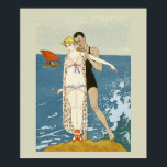 Art Deco Fashion Poster<br><div class="desc">Absolutely stunning vintage Art Deco poster showing a couple at the beach.  Just gorgeous for the bathroom.</div>