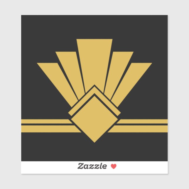 Art Deco Faux Gold Fan Black Pell and Stick Tile (Sheet)