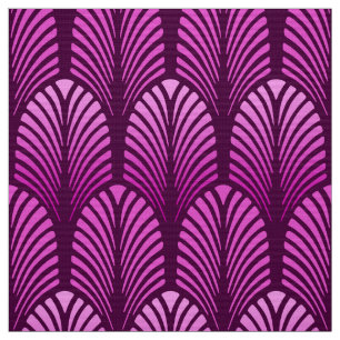 Art Deco Feather Pattern, Amethyst Purple Fabric