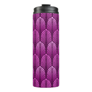 Art Deco Feather Pattern, Amethyst Purple  Thermal Tumbler