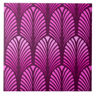 Art Deco Feather Pattern, Amethyst Purple Tile