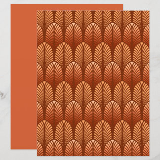 Art Deco Feather Pattern, Copper and Brown 