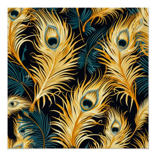 Art Deco Feather Pattern Poster (Front)